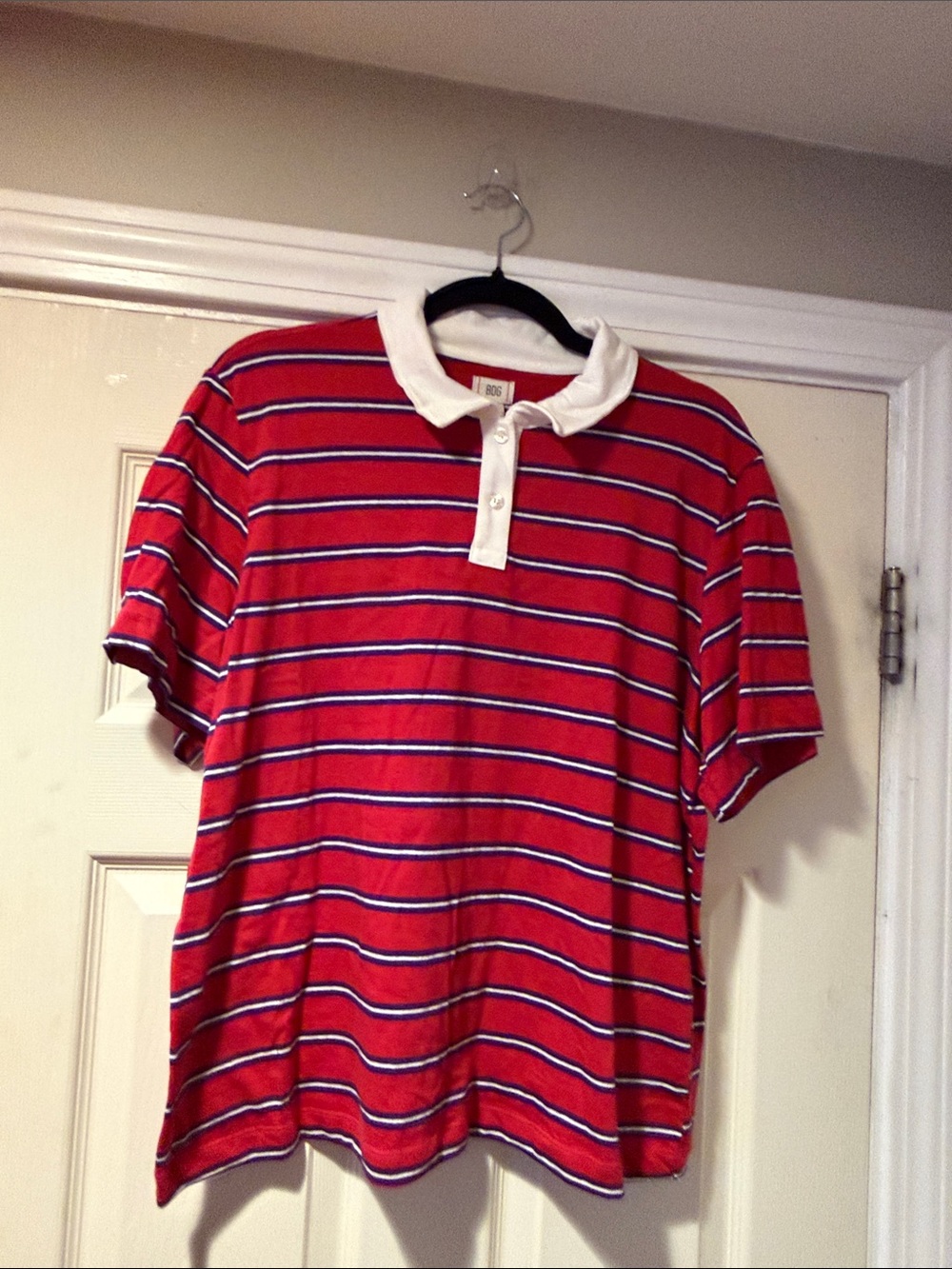 Urban Outfitters BDG Striped Polo Shirt in Red & Purple L
